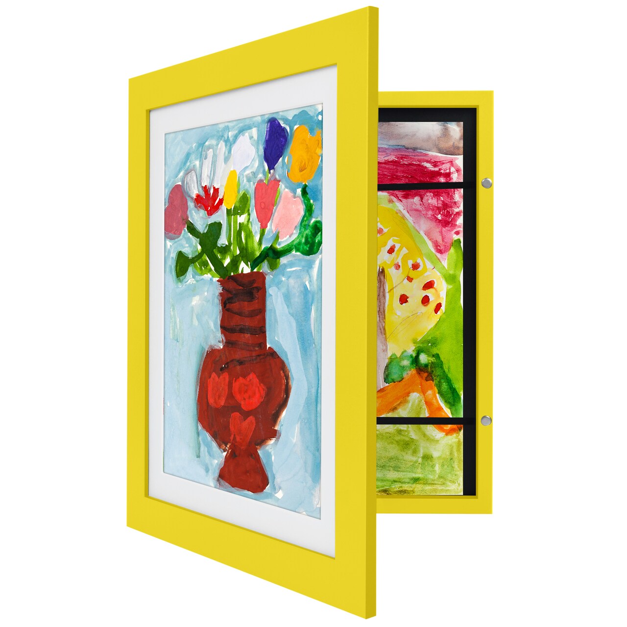 Americanflat 10x12.5 Kids Art Frame - 8.5x11 with Mat or 10x12.5 without Mat - Kids Artwork Frame - Magnetic Frame Closure - Shatter Resistant Glass - Hanging Hardware